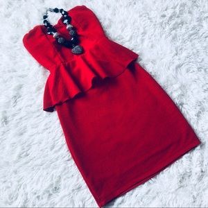 Bow Back Detail Peplum Midi Dress